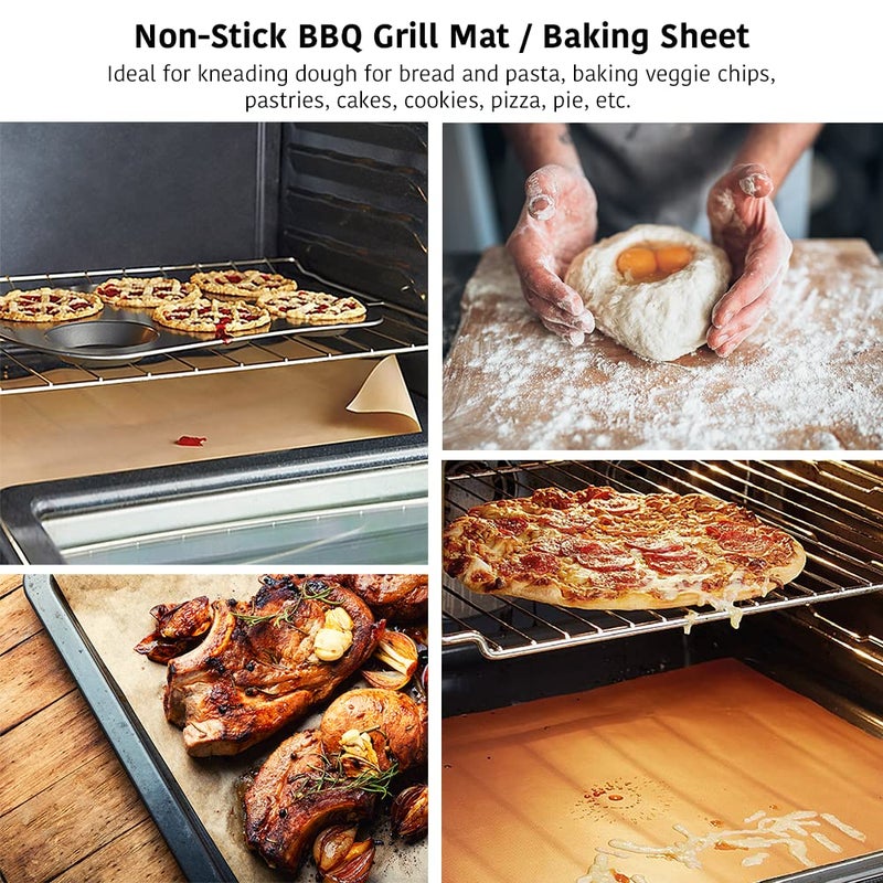 FoRapid PTFE Teflon Sheet, Non-Stick Oven Liners, Barbecue Grill Mat Baking Sheet Reusable Washable - Use Up to 500â„‰ Craft Mat for Baking Cooking BBQ Grilling Roasting 16x24"/40x60cm 3 Pack - Image 3